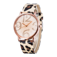 Rose Gold Women’s Fashion Watch – White Leather Strap, Large Numerals